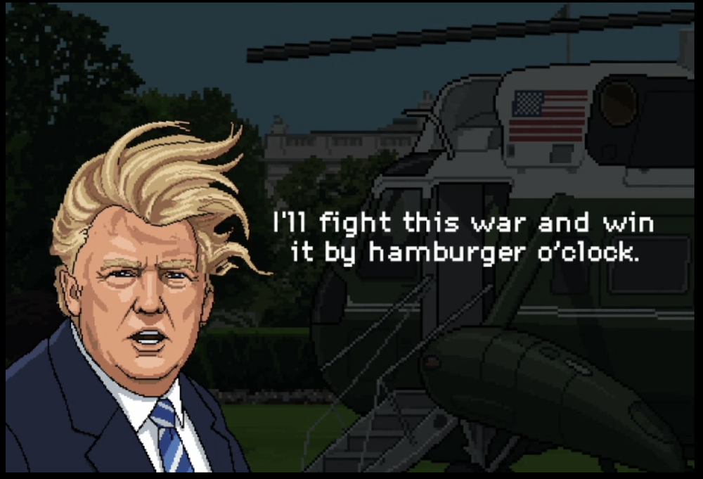 'Operation Epic Furious: Strait to Hell' includes several characters from the administration, including President Donald Trump, Defense Secretary Pete Hegseth and FBI Director Kash Patel (The Secret Handshake)