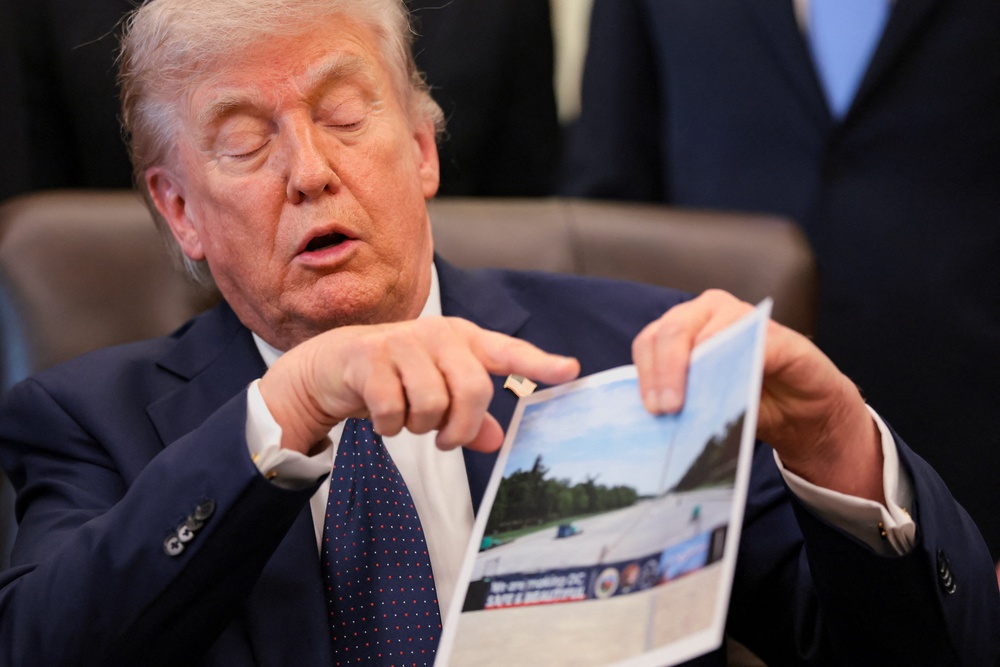A nonprofit group says the Trump administration is violating federal law with a paint job that is ‘more appropriate to a resort or theme park’ (REUTERS)