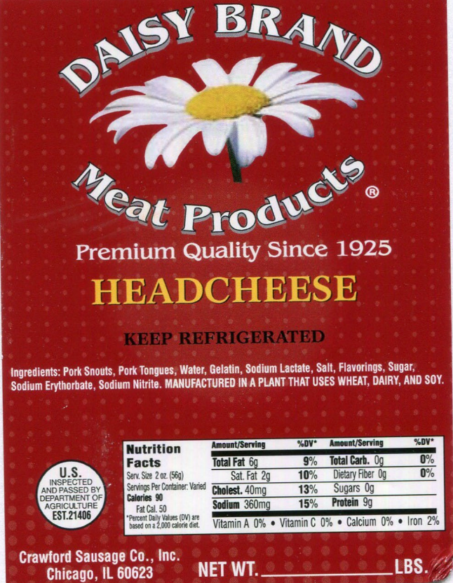 An unopened sample of Daisy Brand Meat Products Headcheese tested positive for listeria monocytogenes (U.S. Department of Agriculture’s Food Safety and Inspection Service)
