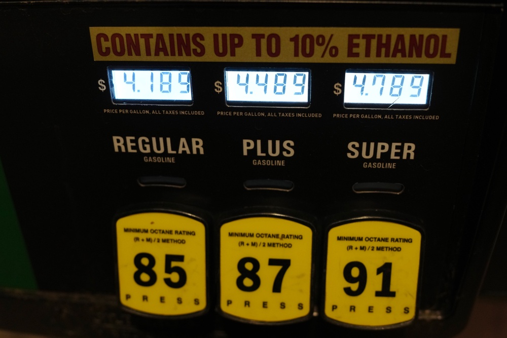 The prices are displayed electronically over the grades of gasoline available from a pump at a Buc-ee's convenience store Thursday, May 7, 2026, in Johnstown, Colorado. Gas prices are soaring in the US linked to Trump’s war with Iran (AP)