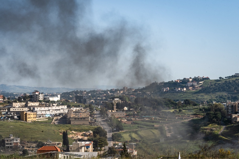 Smoke rises following Israeli bombardment in the district of Nabatieh in southern Lebanon on May 10, 2026 (AFP/Getty)