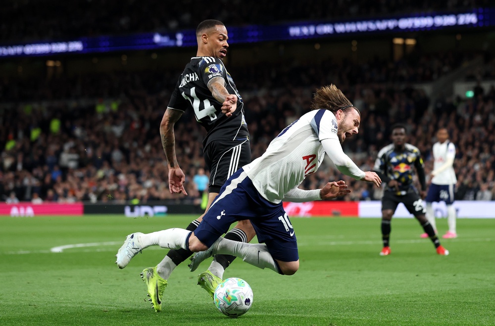 James Maddison appealed for a penalty but it was deemed  Lukas Nmecha 'played the ball' (Getty)
