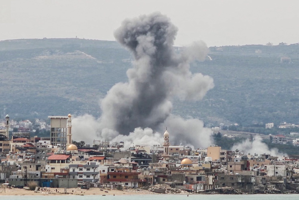 Smoke rising from the site of an Israeli airstrike that targeted the area of Ras Al-Ain on May 12 (AFP/Getty)