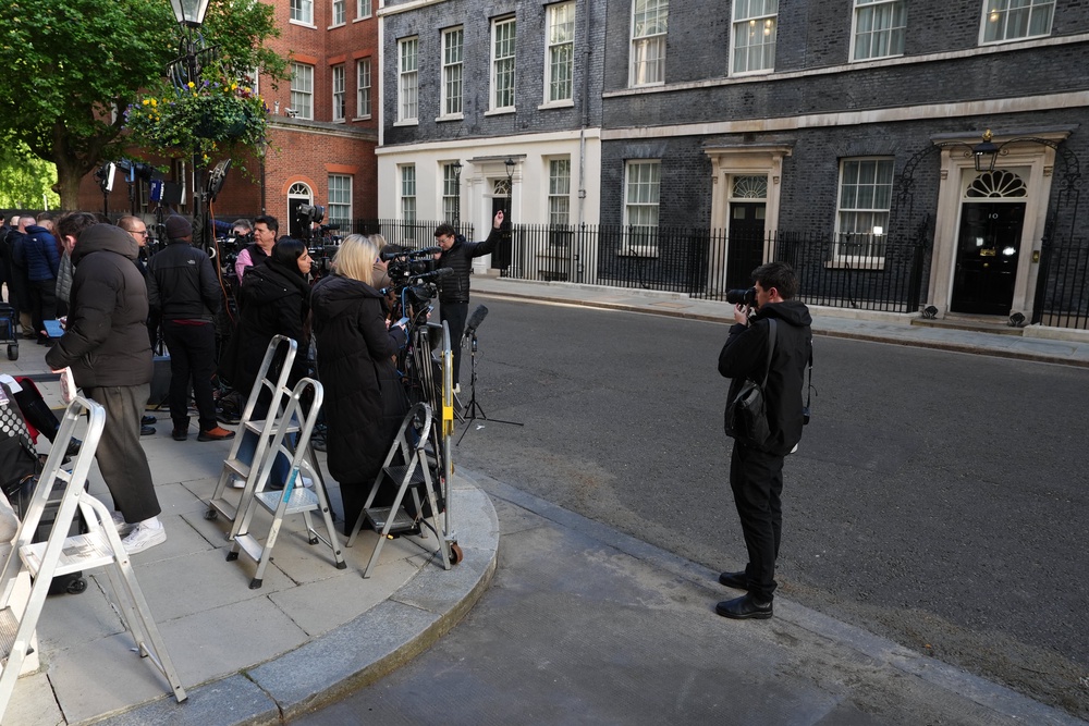 Members of the media gathered outside Downing Street while the Cabinet meets (Jonathan Brady/PA) (PA Wire)
