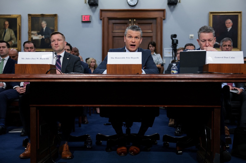Defense Secretary Pete Hegseth and General Dan Caine, the chairman of the Joint Chiefs of Staff, are testifying before Congress Tuesday morning. (Reuters)
