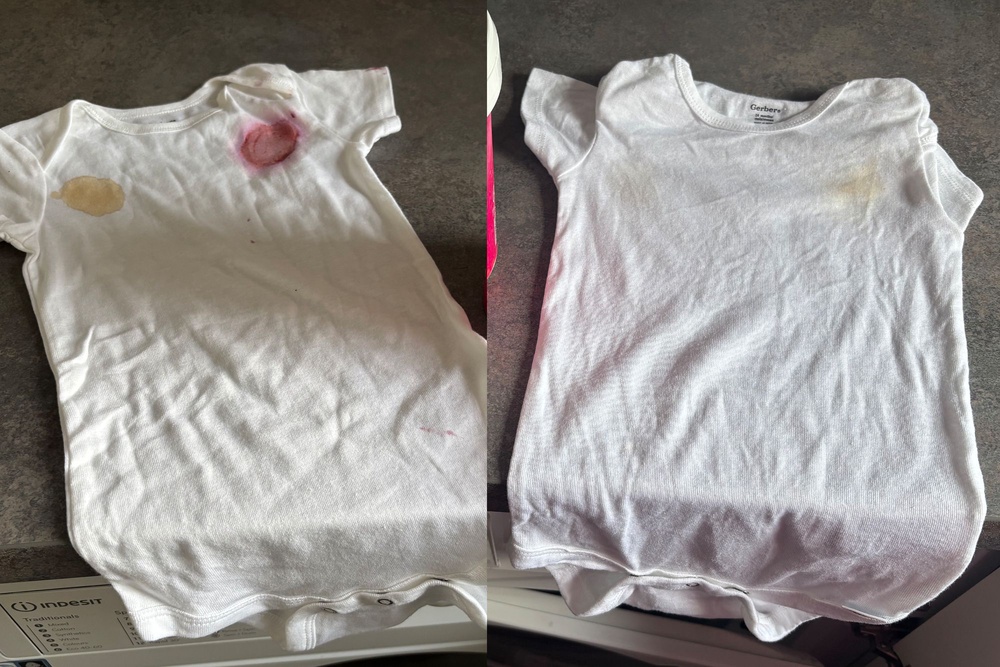 Before and after using the pink stuff (Zoe Griffin/The Independent)