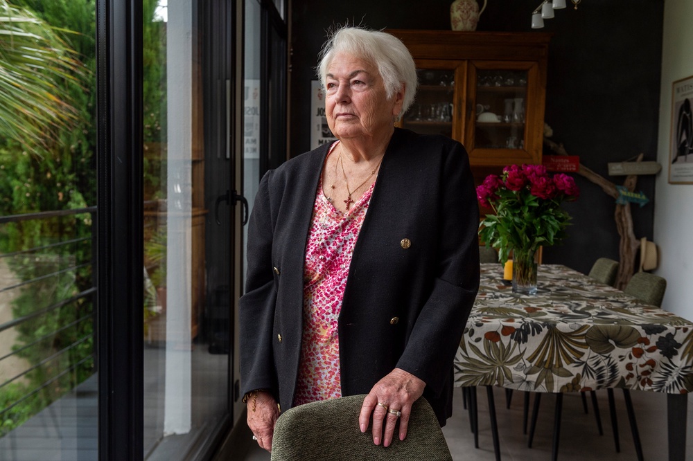 Marie-Therese Ross-Mahe, an 85-year-old French widow of a U.S. military veteran, poses in Orvault, western France (AP)