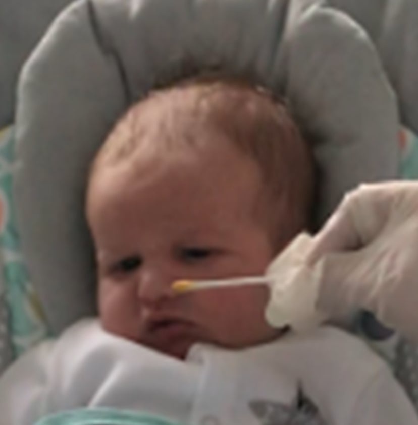 A child whose mother took kale capsules during pregnancy as part of a controlled experiment, reacts more negatively to the smell of carrot, when tested at around three weeks after birth. (FETAP Study, Fetal and Neonatal Research Lab, Durham University/PA Wire)