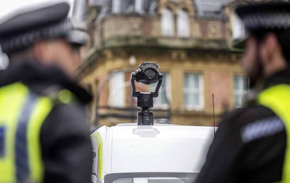 A camera on top of a Live Facial Recognition (LFR) van. (Danny Lawson/PA Wire)