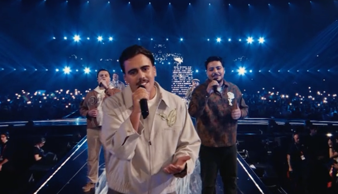 Portugal's entry Bandidos do Cante singing in the Eurovision semi-final (BBC)