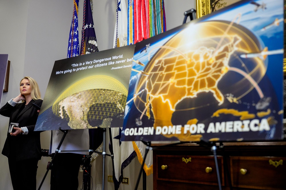 The system, reminiscent of Ronald Reagan's Strategic Defense Initiative, is slated to be completed by 2029, the president has said (Getty Images)