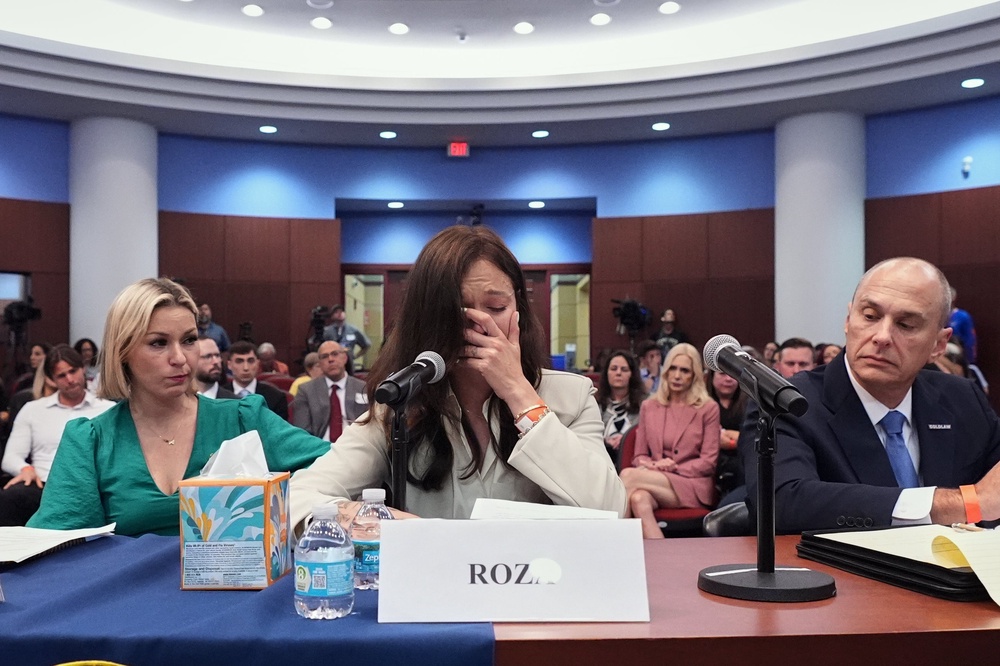 A woman identified as Roza says the Department of Justice failed to redact her name from the release of millions of documents connected to Epstein, who abused her over a three-year period after his plea deal in Florida (AP)