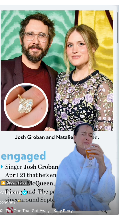 Katy Perry pretended to sob as she drank a bubbly drink in her TikTok about Josh Groban (TikTok)