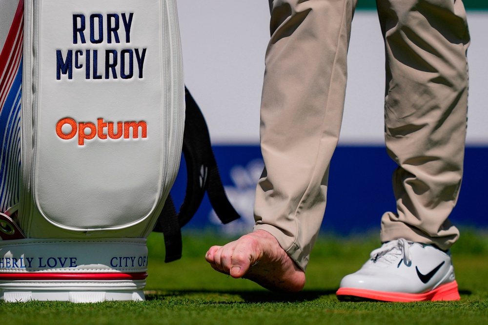McIlroy was seen limping during his practice round (AP Photo/Matt Slocum) (AP)