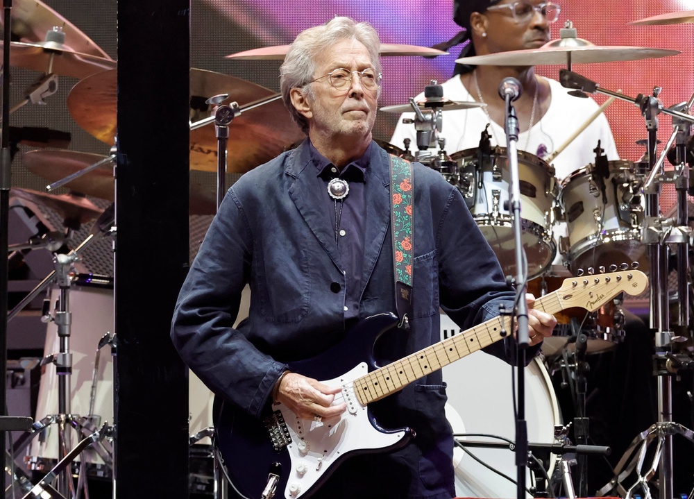 Eric Clapton ended a concert in Madrid early after being struck by an object thrown from the audience (Getty)