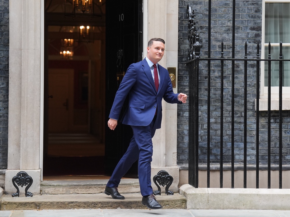 Mr Streeting made no comment as he entered or as he left the door of Number 10 (James Manning/PA) (PA Wire)