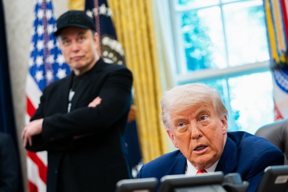 Elon Musk, who infamously feuded with Trump, is joining the president on the trip (AFP/Getty)