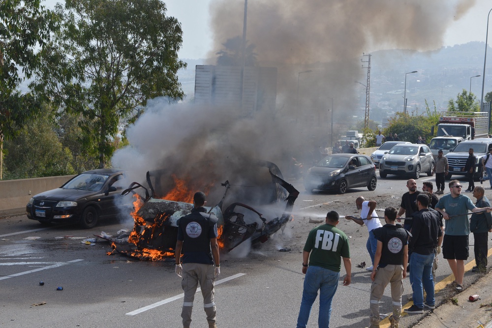 Two cars were hit in Israeli airstrikes (Copyright 2026 The Associated Press. All rights reserved)
