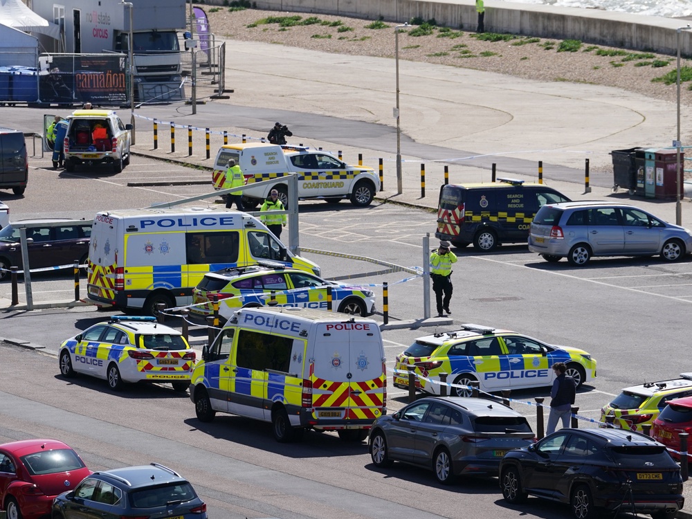Emergency services at the scene on Madeira Drive (PA)