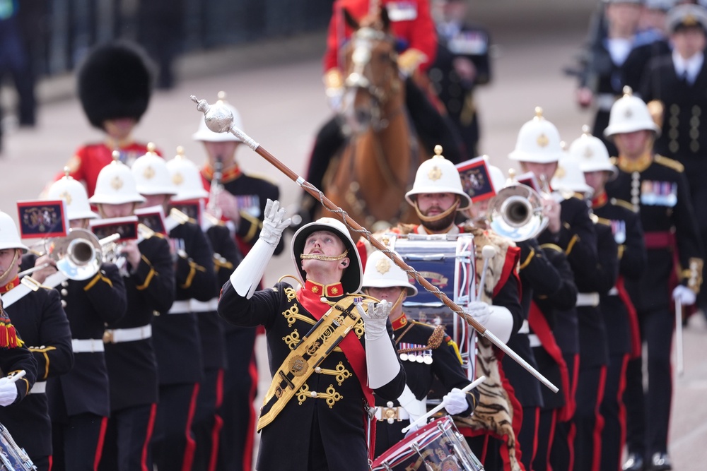 The Band of the Royal Marines play (Ben Whitley/PA) (PA Wire)