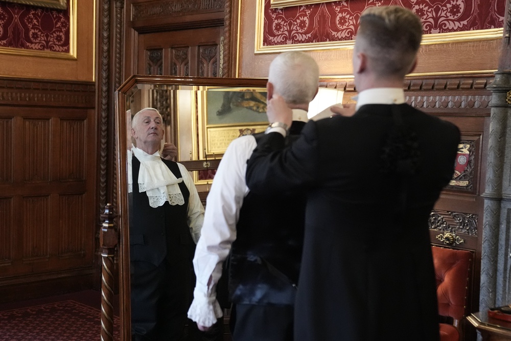 Speaker of the House of Commons Sir Lindsay Hoyle is robed up ahead of the State Opening of Parliament (Stefan Rousseau/PA) (PA Wire)