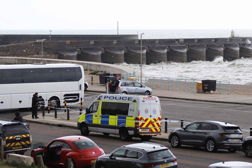 Police remained at the scene for much of the day (Getty)