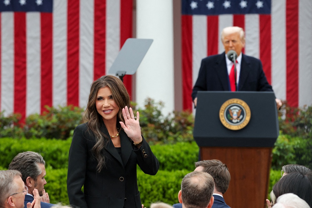Noem, who was ousted from her role in March, intended to use $38 billion to turn massive empty warehouses into immigration detention centers to assist in Trump’s mass deportation agenda (Reuters)