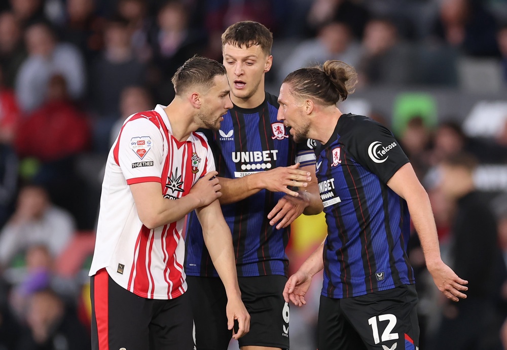The two players were involved in a confrontation in the first half on Tuesday (Getty)