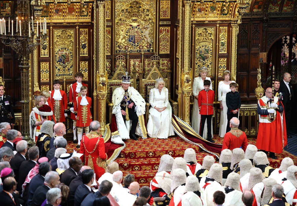 The King and Queen in the Chamber of the House of Lords during the State Opening of Parliament at the Palace of Westminster in London (Chris Jackson/PA) (PA Wire)