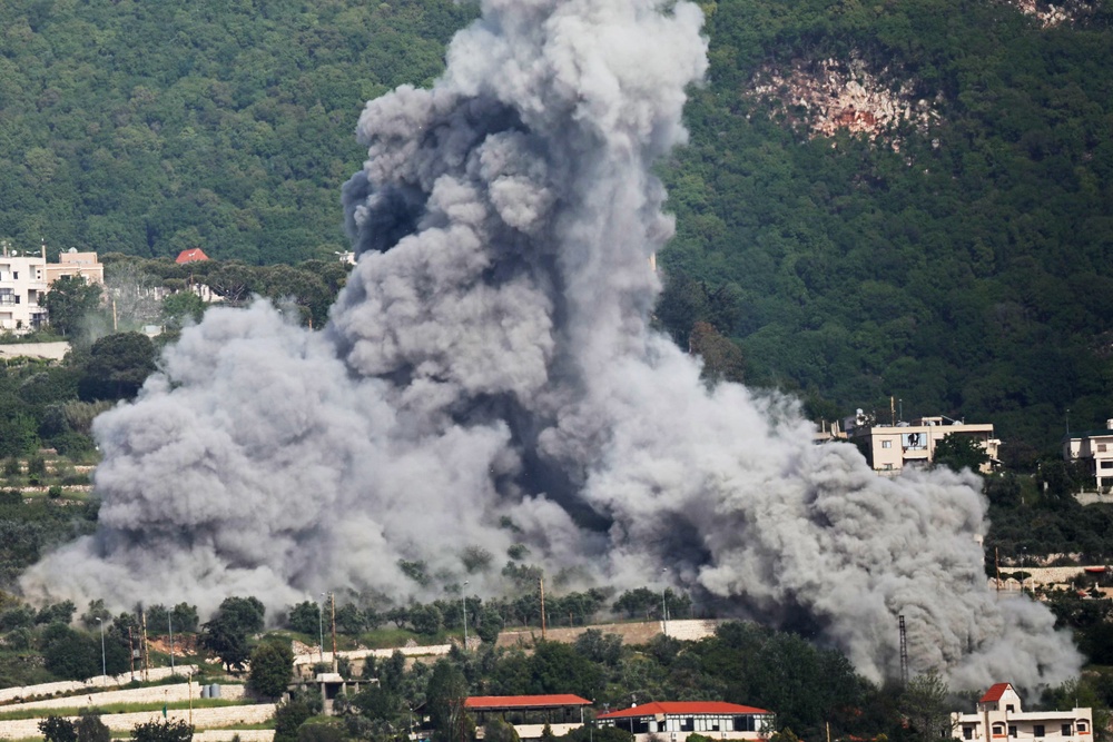 Following its outbreak in late February, the Iran was has engulfed large swaths of the Middle East in violence. Pictured here, smoke rises from the site of an Israeli strike in Lebanon on May 13 (AFP/Getty)