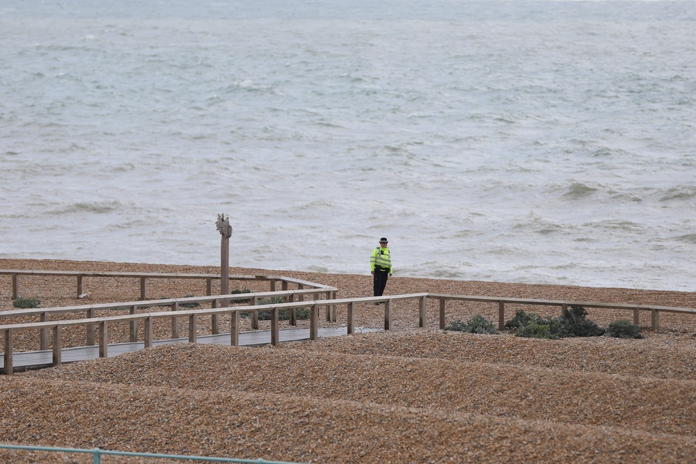 A police presence remained at the site of the discovery as authorities conducted their investigations (Getty)