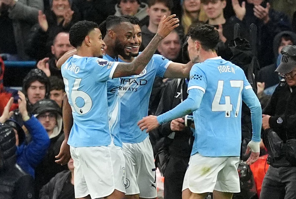 Foden (right) set up Semenyo’s opener just after the half-hour mark (Martin Rickett/PA) (PA Wire)