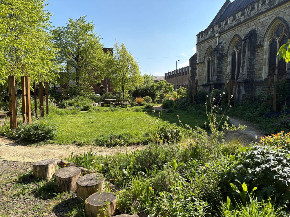 This garden is located behind a church adjacent to the Core Arts centre in Hackney, an area that was previously overgrown with grass, brambles, and wildflowers. (Emily Beament/PA Wire)