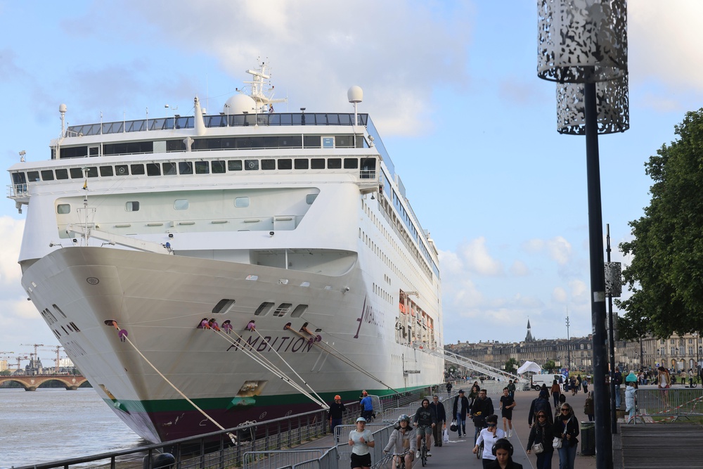 The cruise ship the Ambition docked in Bordeaux (Alamy/PA)