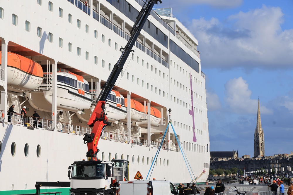 The cruise ship Ambition docked in Bordeaux