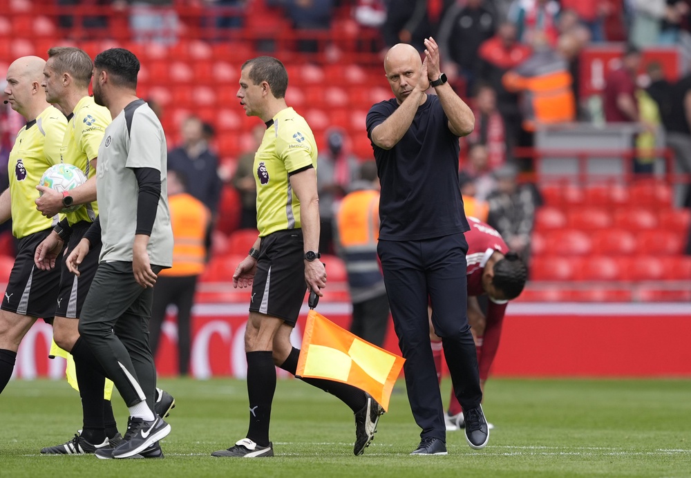 Arne Slot and Liverpool have endured a lacklustre title defence (Peter Byrne/PA) (PA Wire)