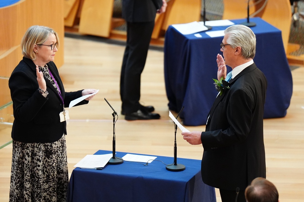 Reform UK Scotland leader Malcolm Offord took his oath in Holyrood’s chamber. (Jane Barlow/PA)