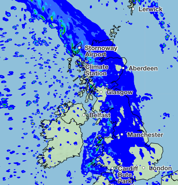 Showers are expected overnight on Saturday (Met Office)