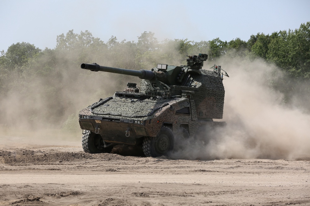 The guns, pictured on trial here in Germany, will be manufactured on British soil (KNDS Deutschland GmbH & Co KG)