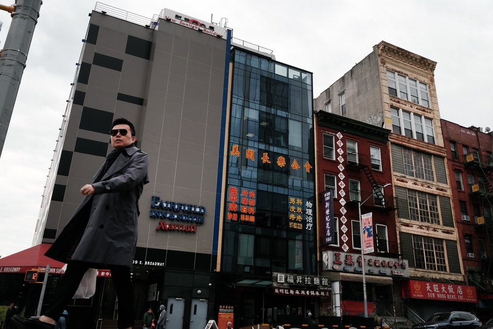 Lu and his co-defendant Chen Jinping established the police station (pictured) in Lower Manhattan (Getty)