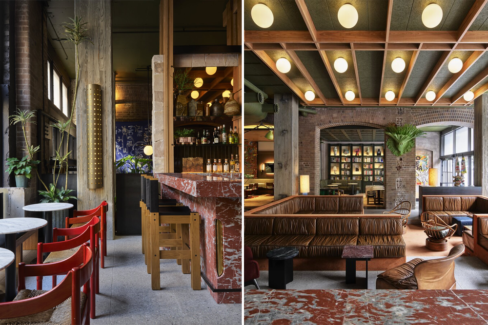The lobby is inspired by a suburban living room in 1970’s Australia (Ace Hotel)