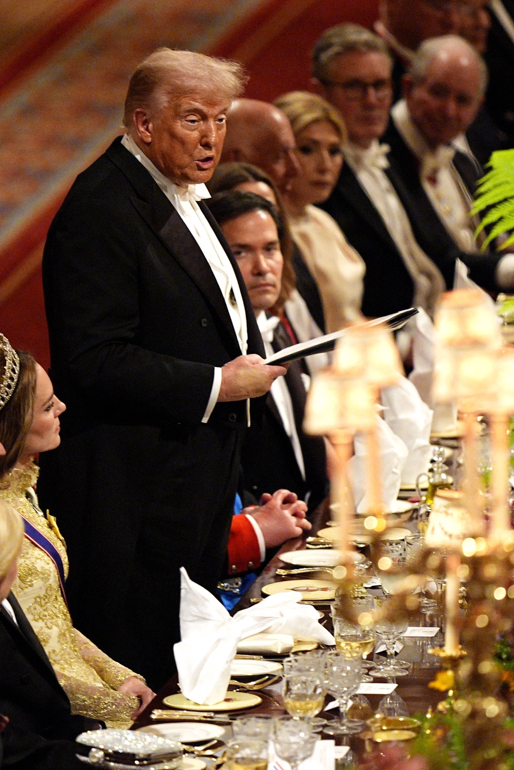 Trump delivering a speech during a State Banquet at Windsor Castle last September (AFP/Getty)