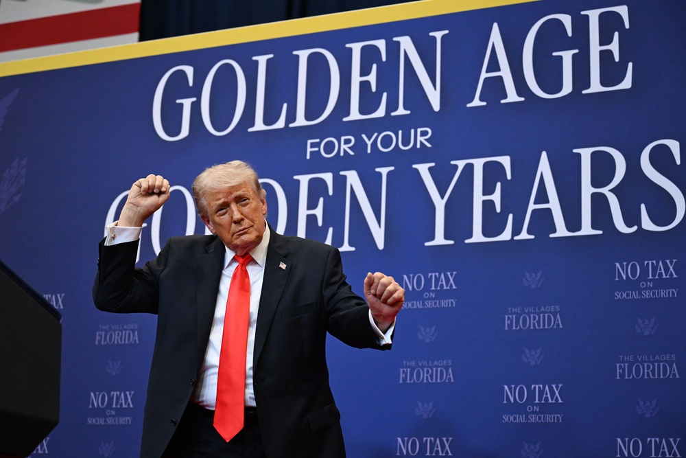 Trump performs his signature dance to the ‘YMCA’ at the end of his rallies and speeches (Getty)