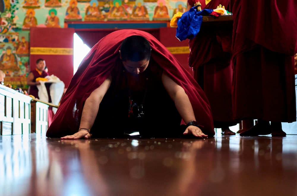 Jalue Dorje offers prayers during a ritual with other monks at Dzarong Thubten Mindrol Dongä Monastery in Kathmandu, Nepal (Copyright 2026 The Associated Press. All rights reserved.)