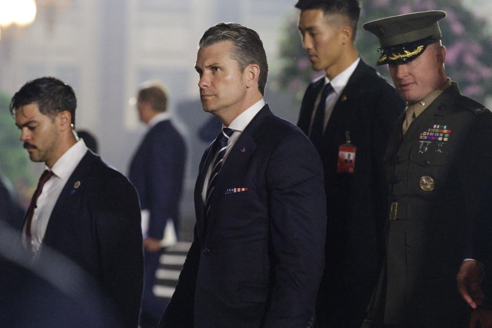 Pete Hegseth, pictured in Beijing on Thursday, has urged European allies to do their own bidding as the U.S. pivots towards Asia (Getty)