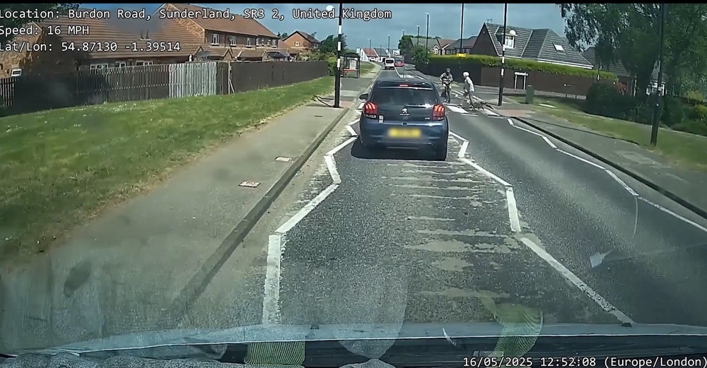 Dashcam footage taken just seconds before e-bike rider Billy Stokoe hit Gloria Stephenson as she crossed a zebra crossing (Northumbria Police/PA Wire)
