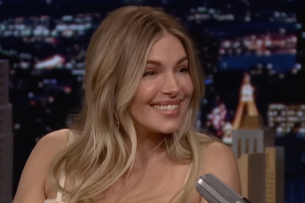 Sienna Miller on ‘The Tonight Show with Jimmy Fallon’ weeks after she welcomed her third child into the world (The Tonight Show with Jimmy Fallon)