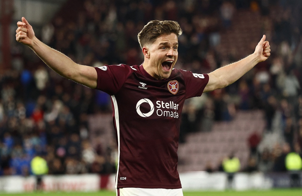 Devlin scored for Hearts in the 3-0 win over Falkirk on Wednesday (Reuters)