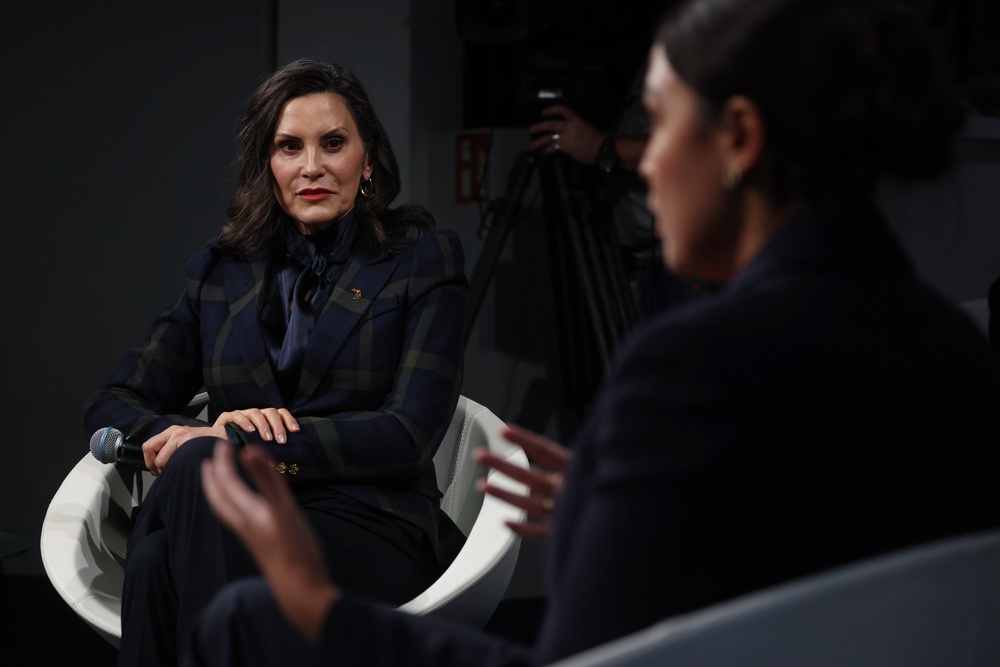 During the Munich Security Conference in February, Ocasio-Cortez appeared alongside Michigan Gov. Gretchen Whitmer, another potential 2028 contender. (Getty)