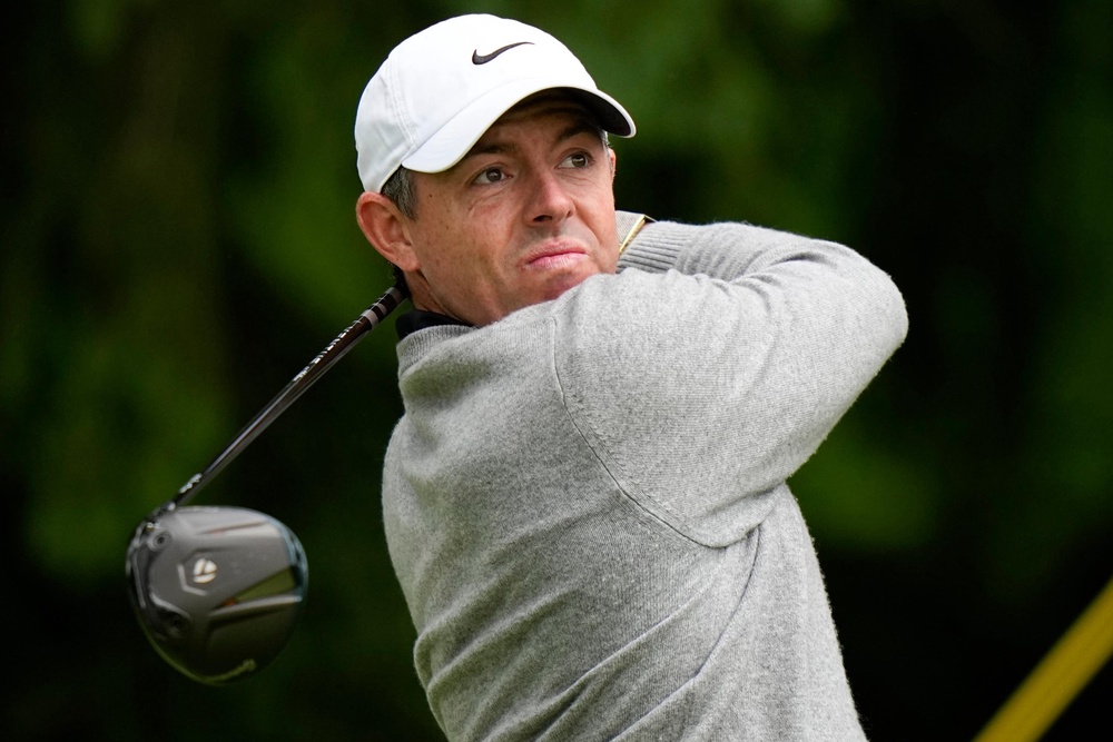 Rory McIlroy had work to do to make the cut as he began his second round at the US PGA Championship (Frank Franklin II/AP) (AP)